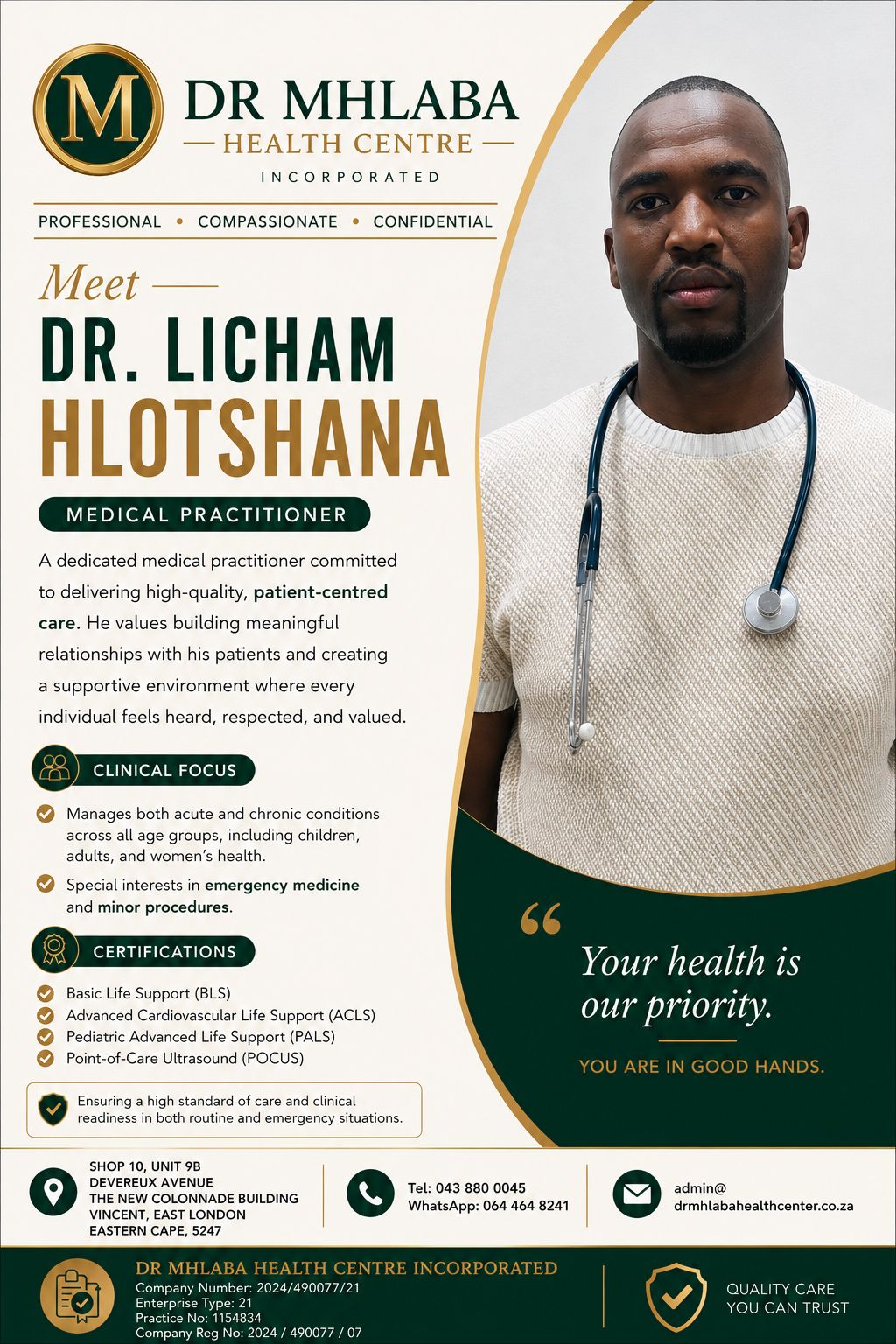 Dr Licham Hlotshana — Medical Doctor at Dr Mhlaba Health Centre